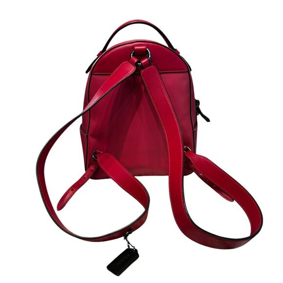 Coach Signature Canvas Patch Pink Red Tan Campus Top Handle Backpack 23 main image 10